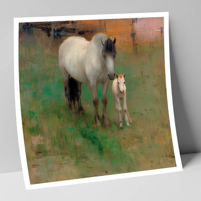Quiet Pasture Companions mare & foal art print