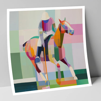 Geometric Polo Strike polo horse art print