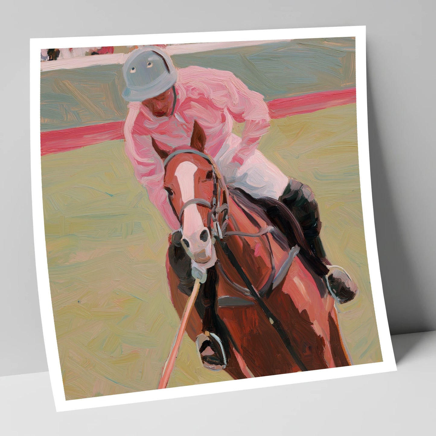 Dusty Pink Pursuit polo horse art print