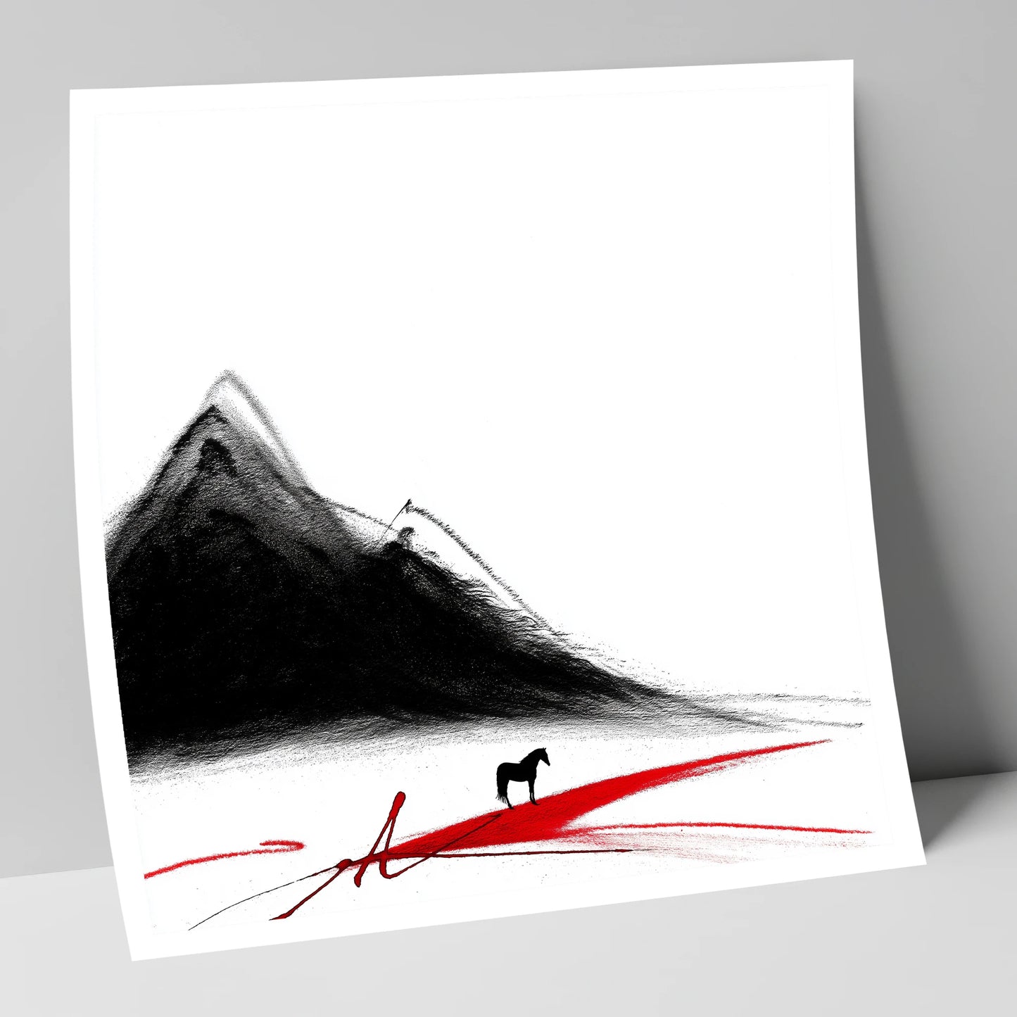 Crimson Path Silhouette horse landscape art print