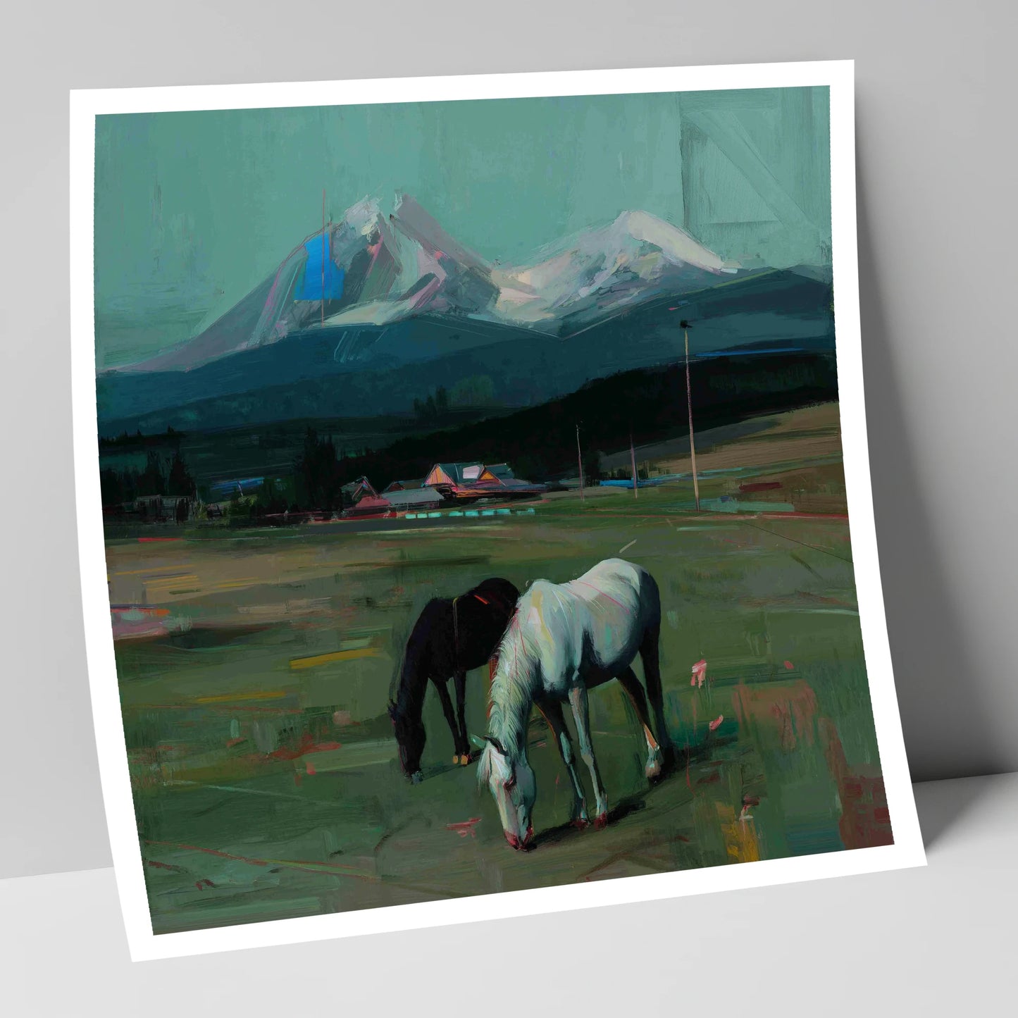 Companions Beneath the Peak horse landscape art print