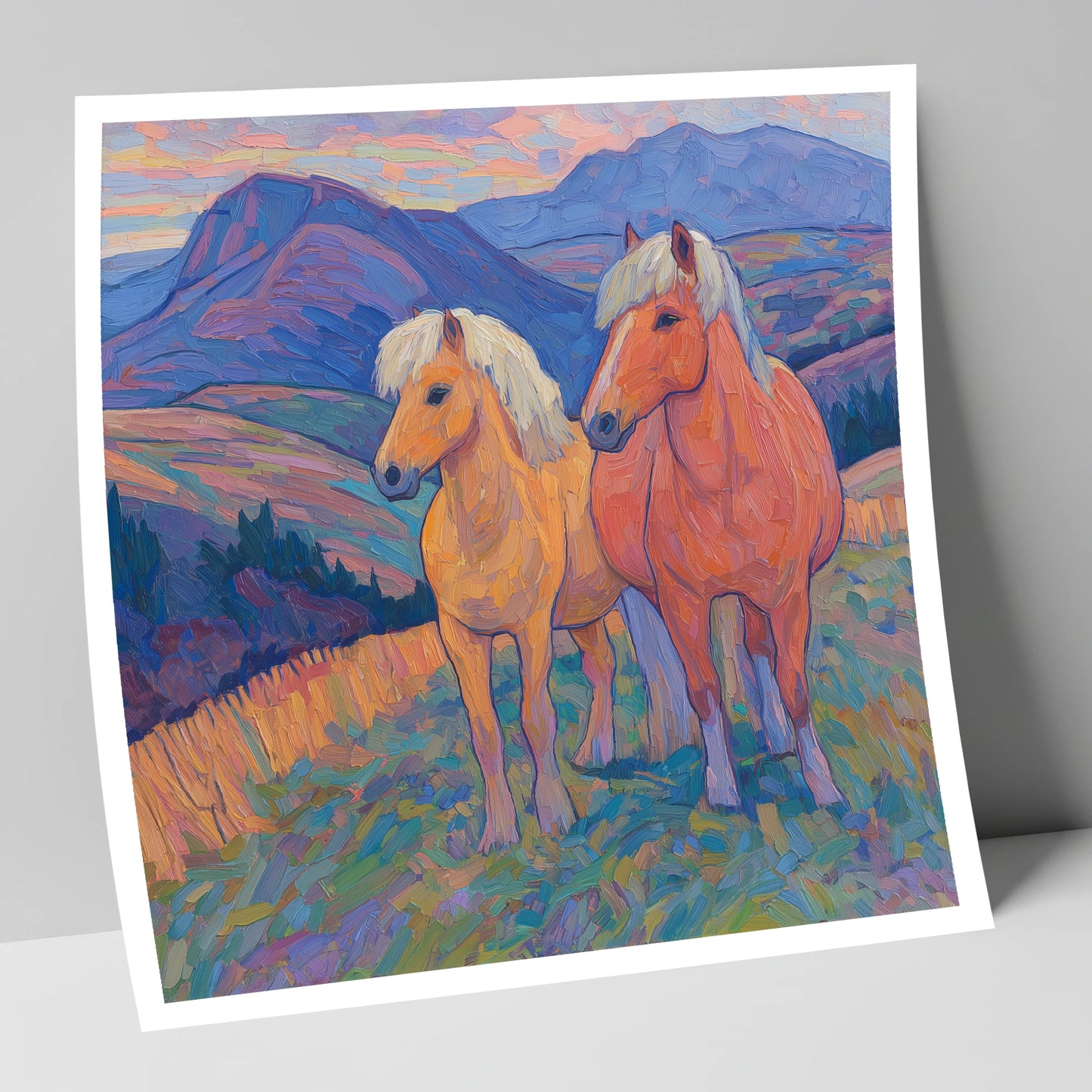 Highland Fjord Companions horse landscape art print
