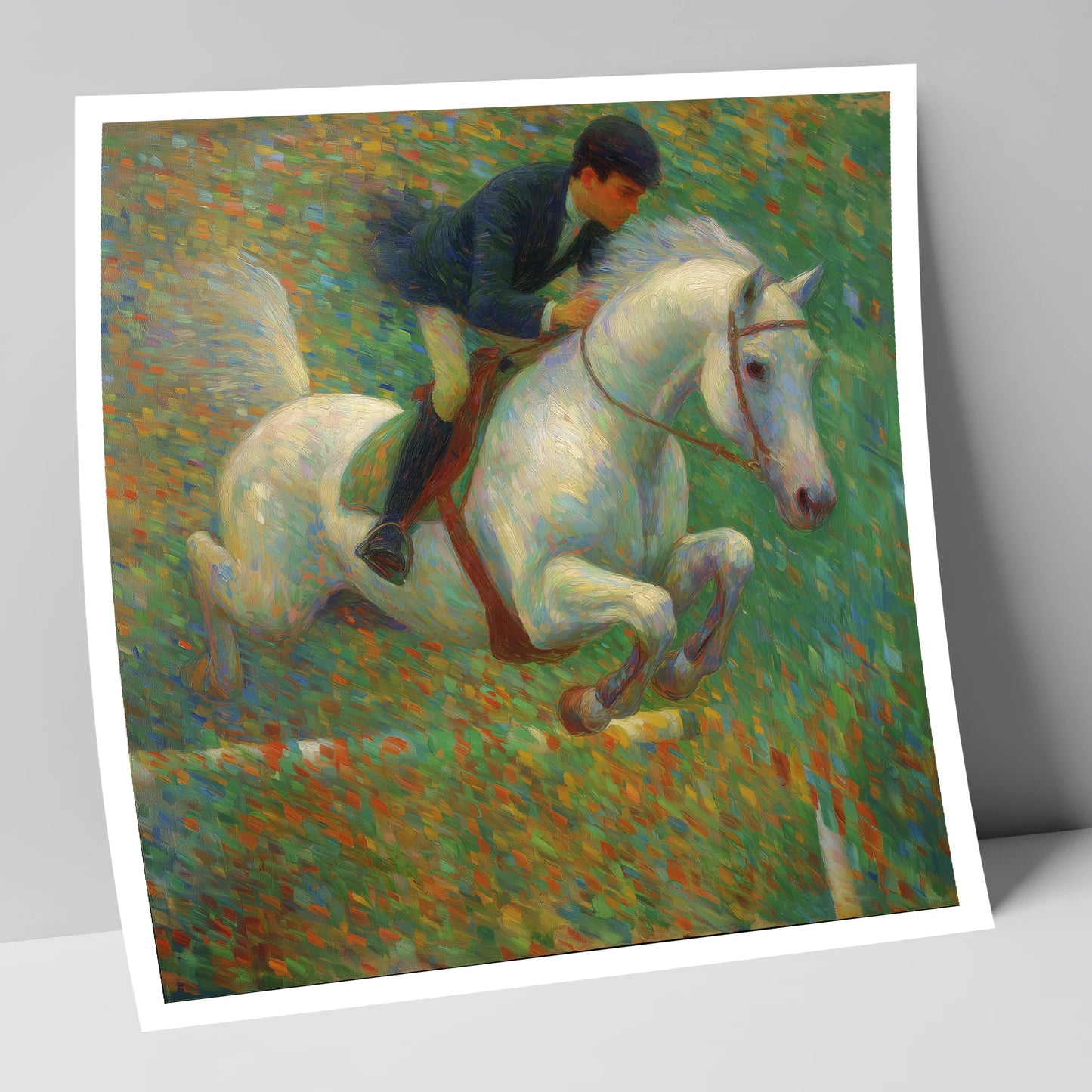 Luminous Jumping Grey show jumping horse art print