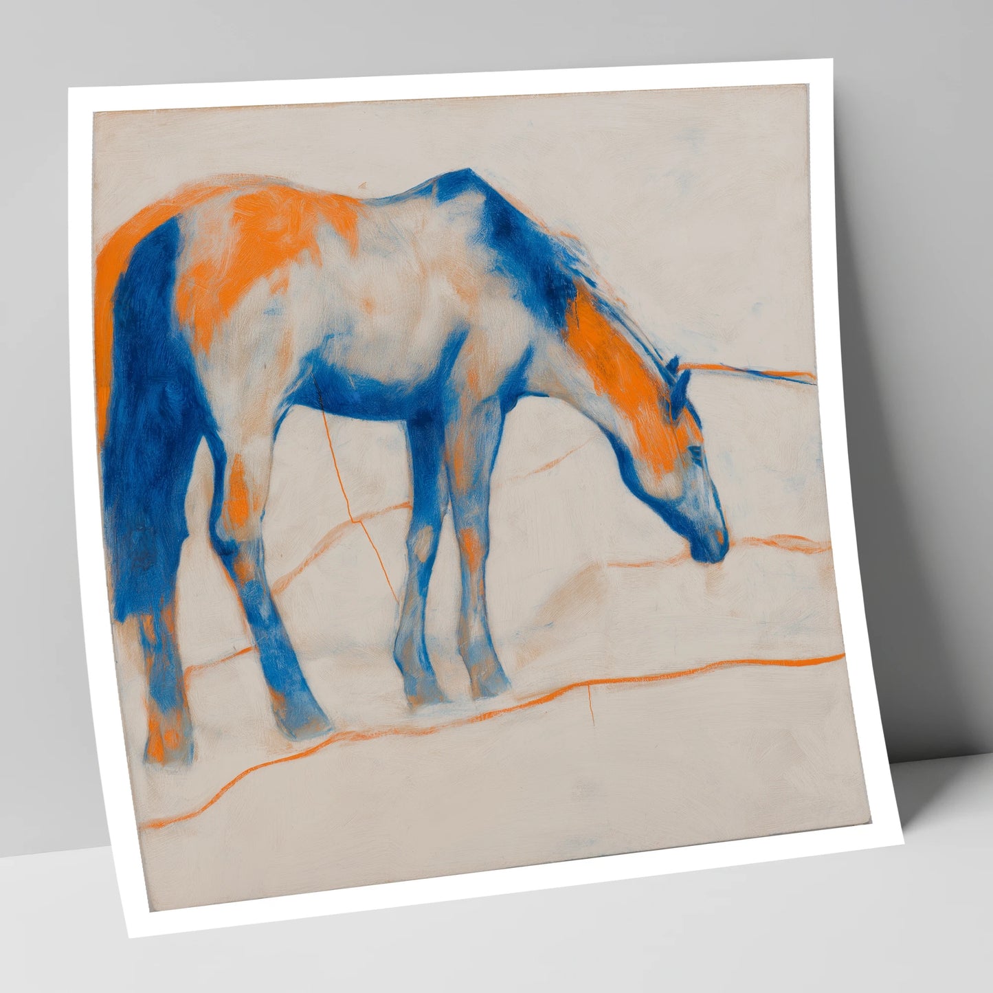 Vibrant Ultramarine Grazer horse portrait art print