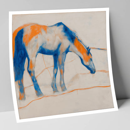 Vibrant Ultramarine Grazer horse portrait art print