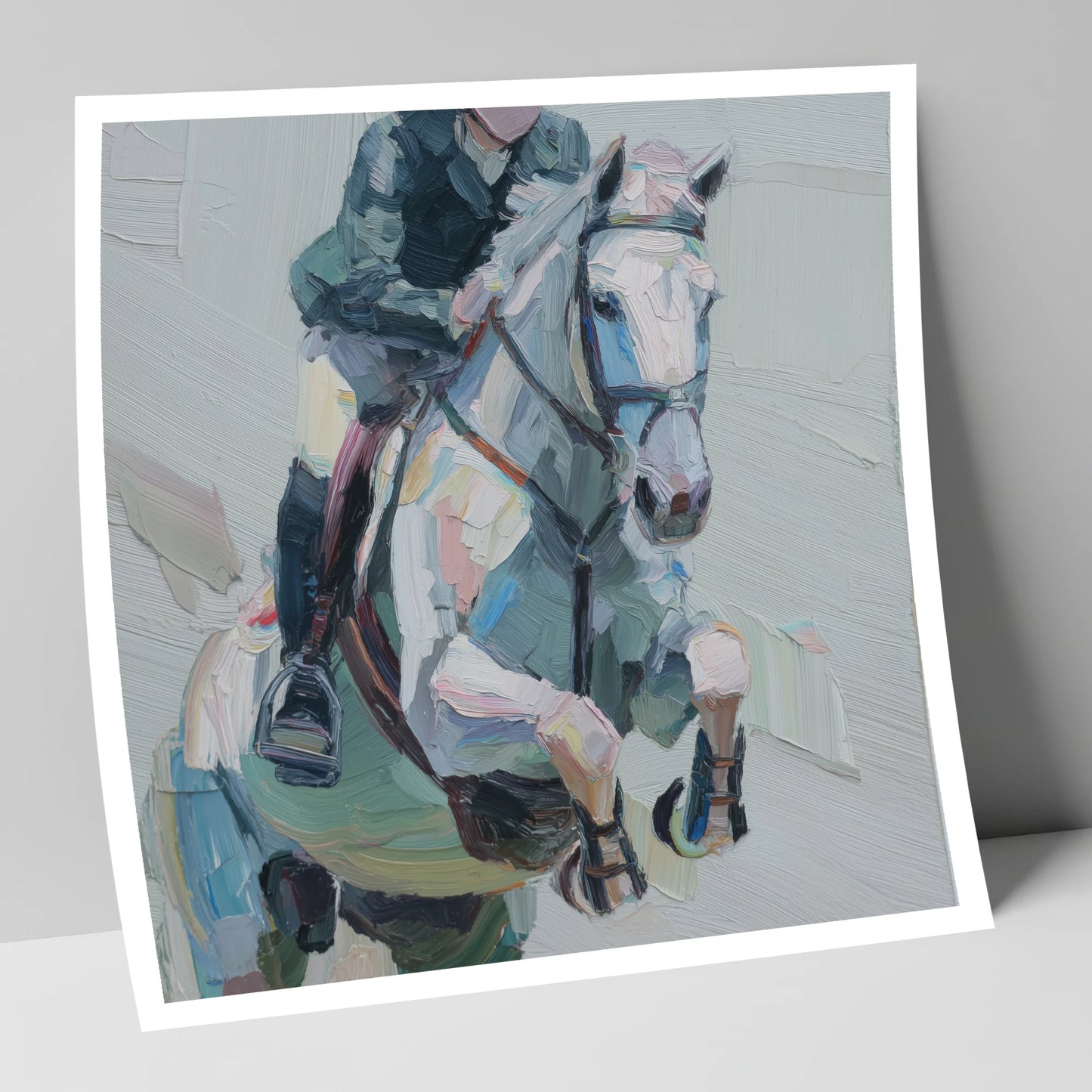 Flight in Grey show jumping horse art print