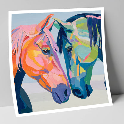 Vibrant Equine Connection horse portrait art print
