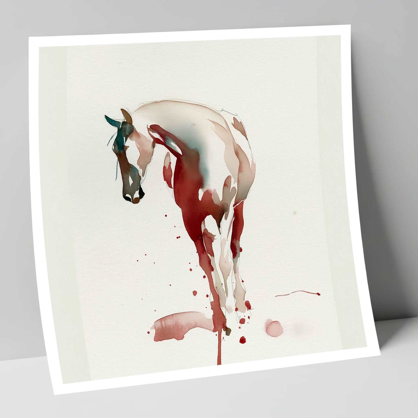 Crimson Wash Silhouette horse breed art print