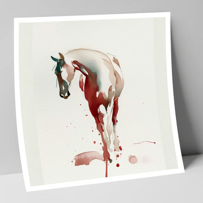 Crimson Wash Silhouette horse breed art print