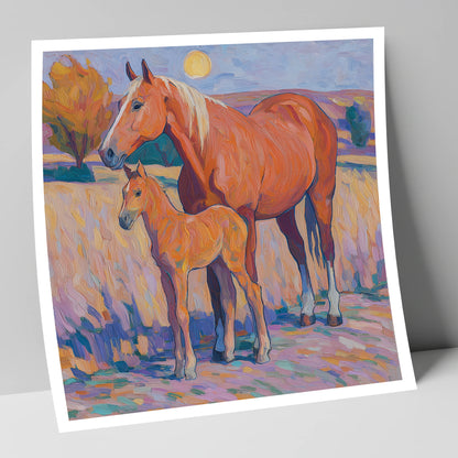 Radiant Chestnut Bond mare & foal art print