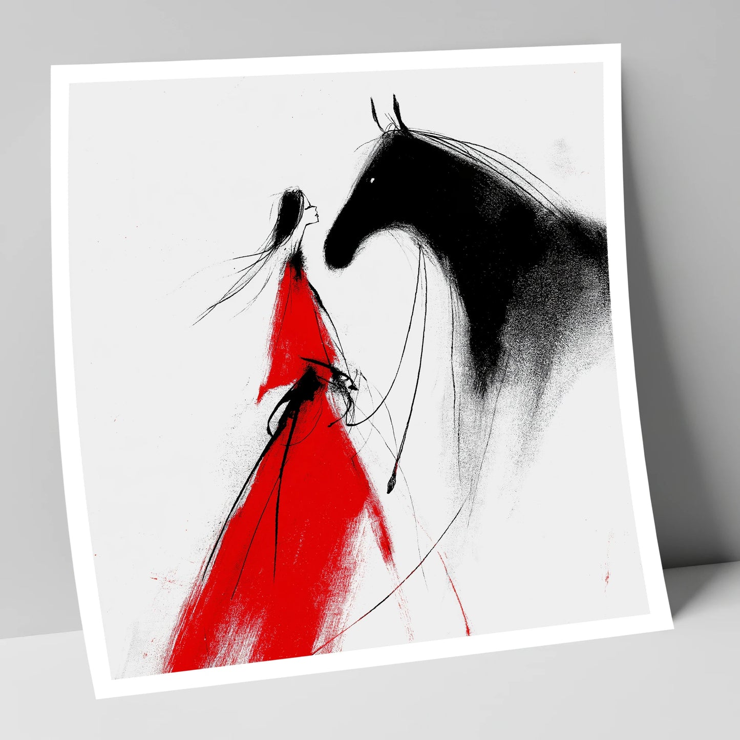 Scarlet and Shadow horse & rider art print