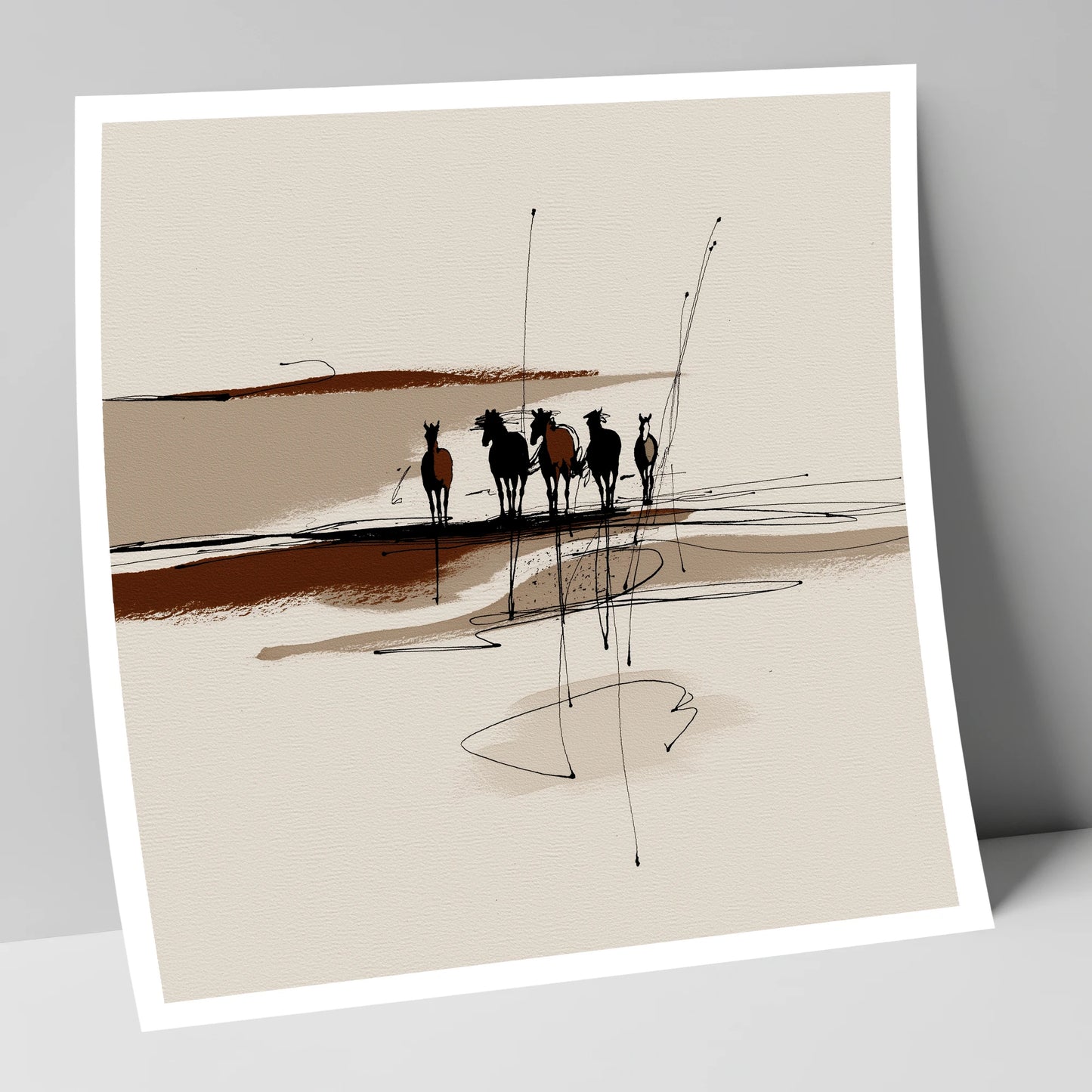 Abstract Herd Shadows wild horses art print