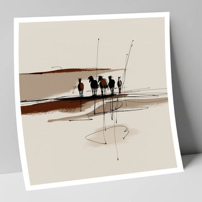 Abstract Herd Shadows wild horses art print