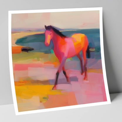 Vibrant Painted Stride horse landscape art print
