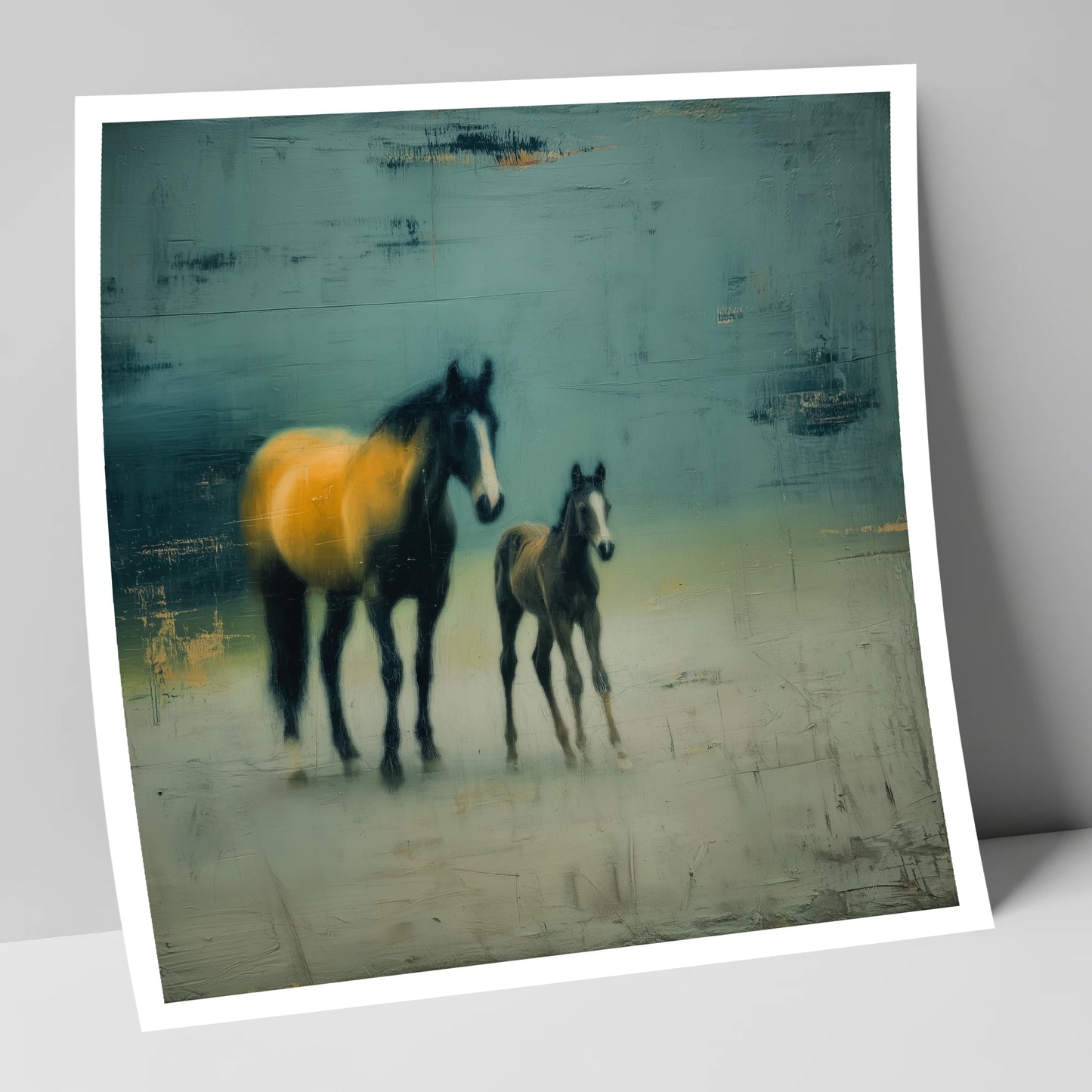 Ochre Light and Shadow mare & foal art print