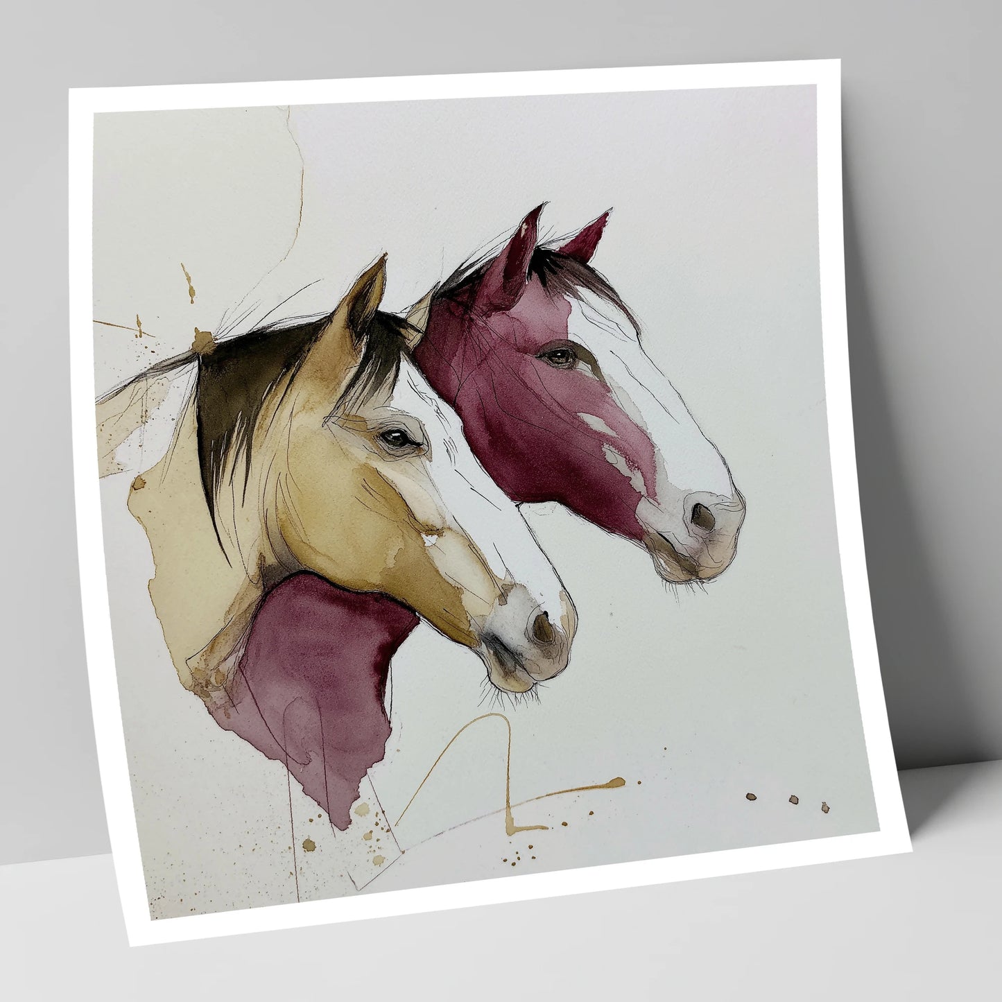 Earthy Equine Profiles wild horses art print