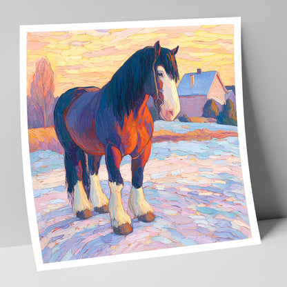 Majestic Winter Shire horse breed art print