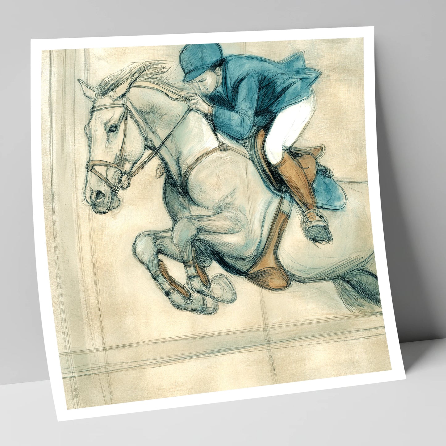 Suspended Flight show jumping horse art print