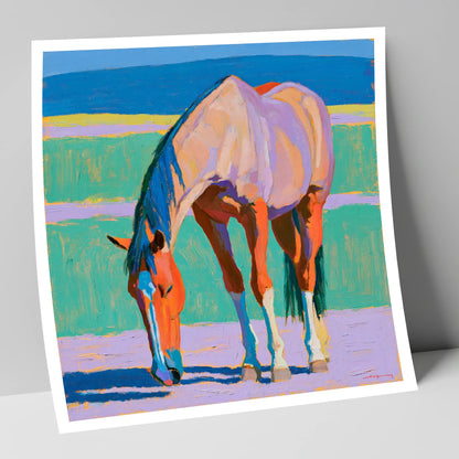Colourful Grazing Horse horse breed art print