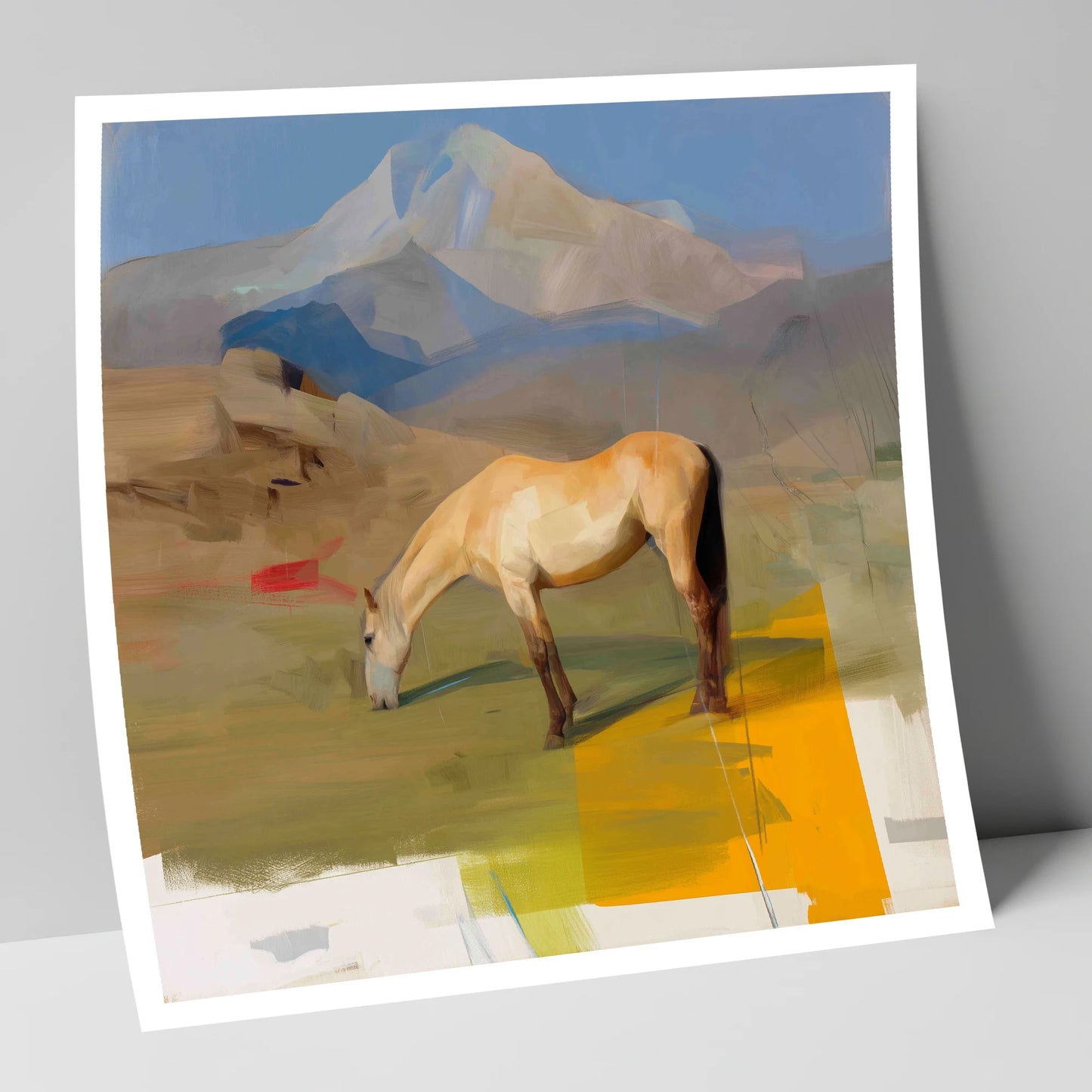 Golden Mountain Pasture horse landscape art print