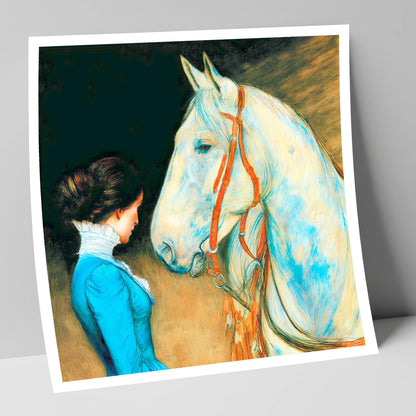 Cerulean Connection horse & rider art print