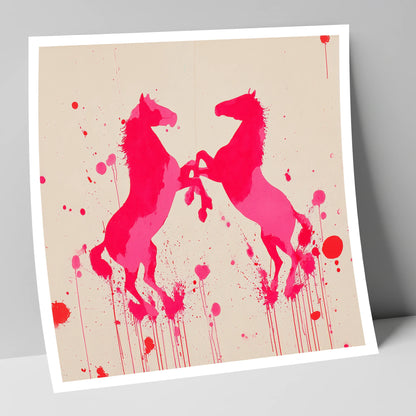 Rearing in Magenta wild horses art print