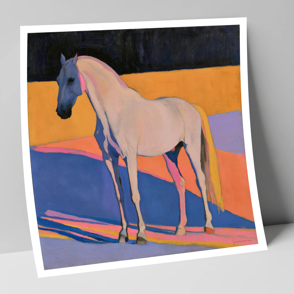 Colour Block Abstract Grey Horse horse breed art print