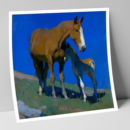 Under the Cobalt Sky mare & foal art print