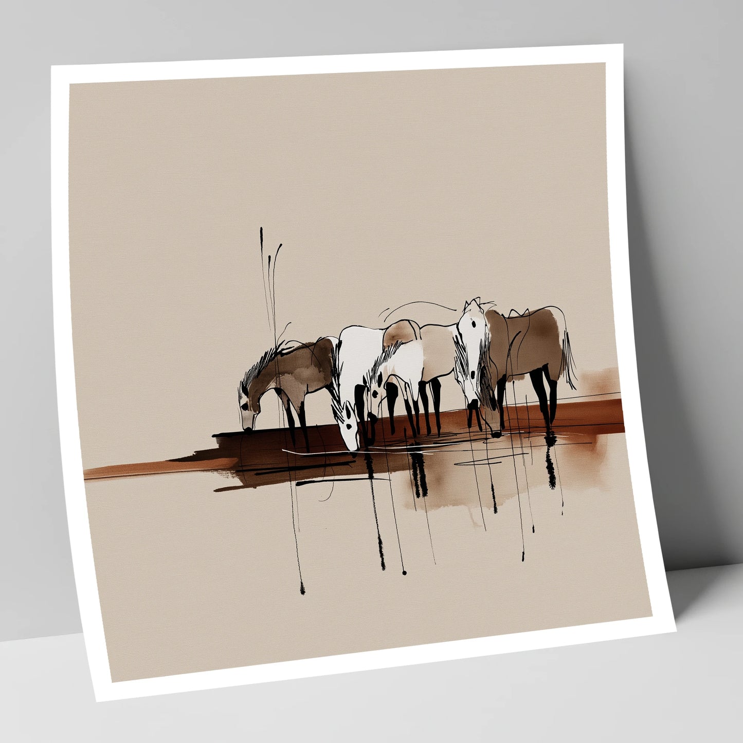 Gathering at the Water wild horses art print