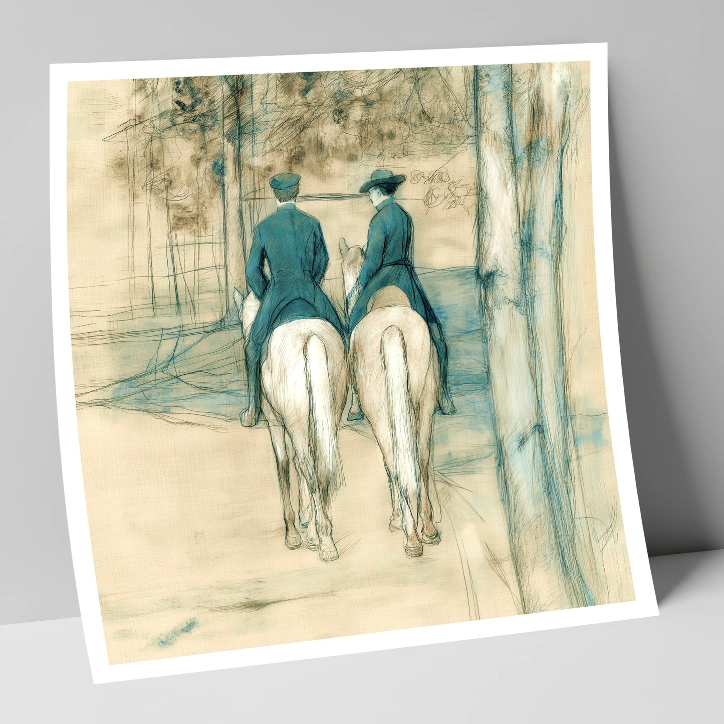 The Woodland Hack horse & rider art print