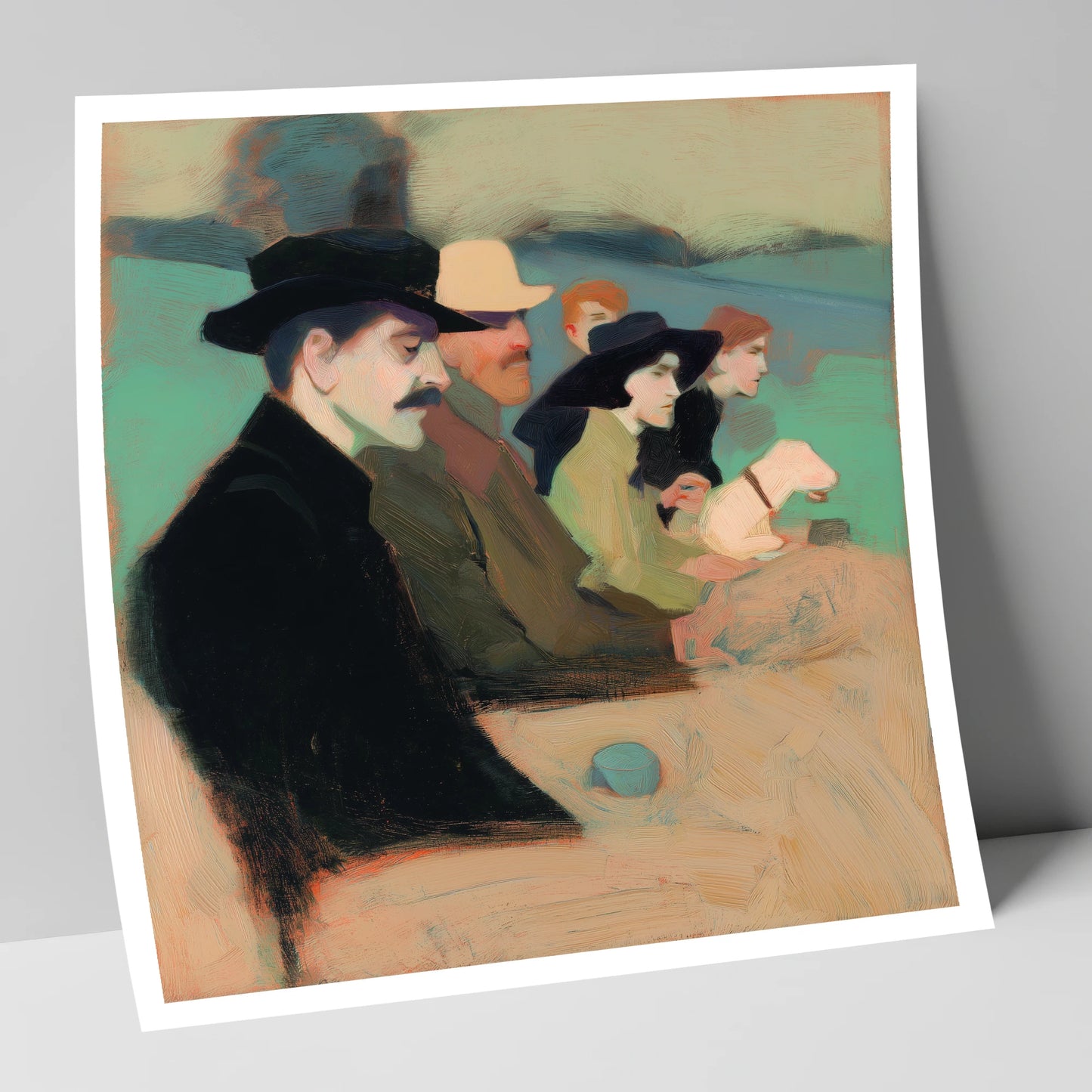 Gathering at the Rails racing horse art print