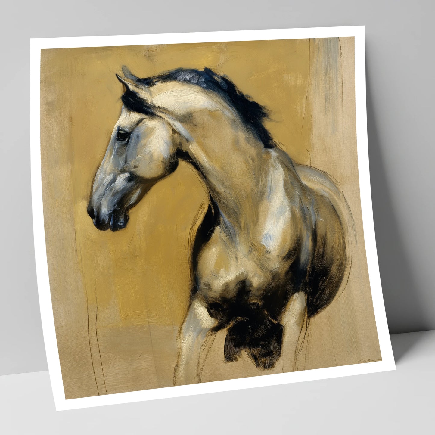Spirited Ochre Profile horse portrait art print
