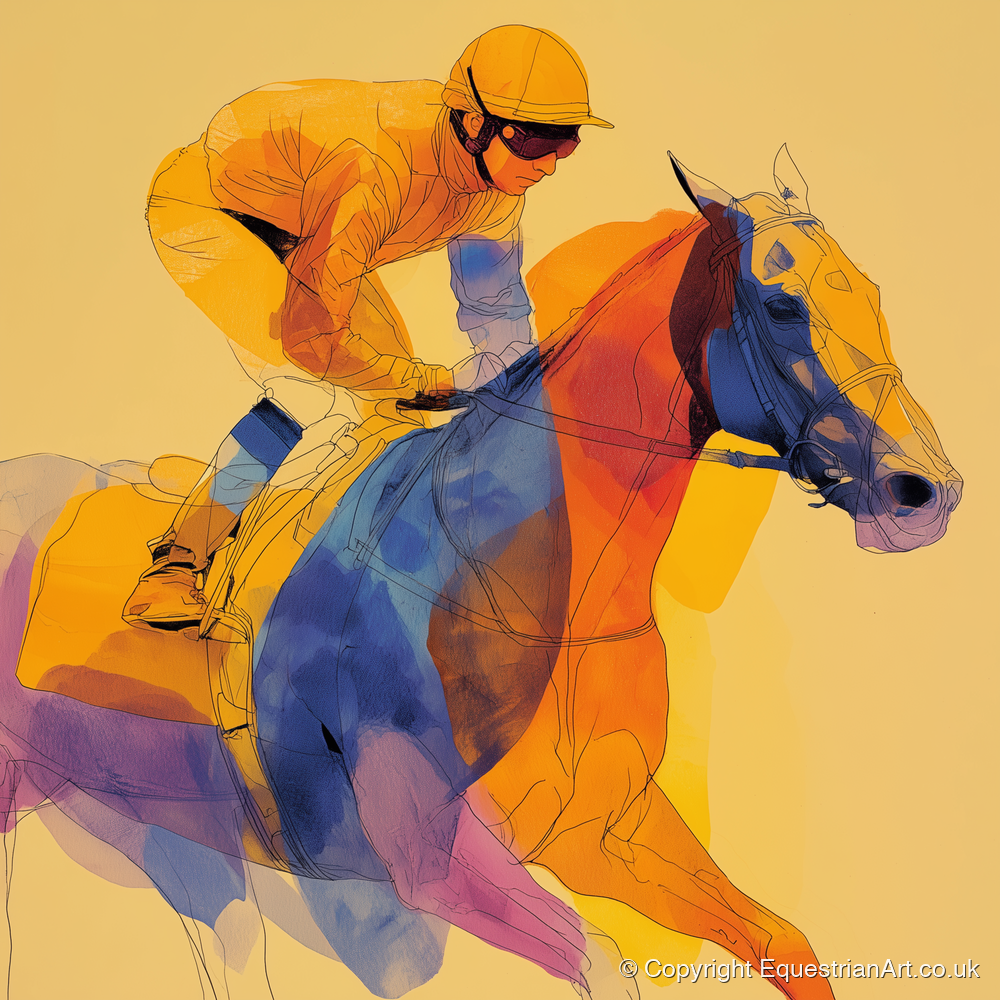 Prismatic Racing Stride - racing horse art print and canvas by Tobias Blake A.I