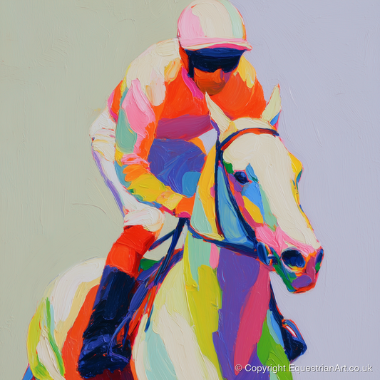 Prismatic Speed - racing horse art print and canvas by Desmond Locke A.I
