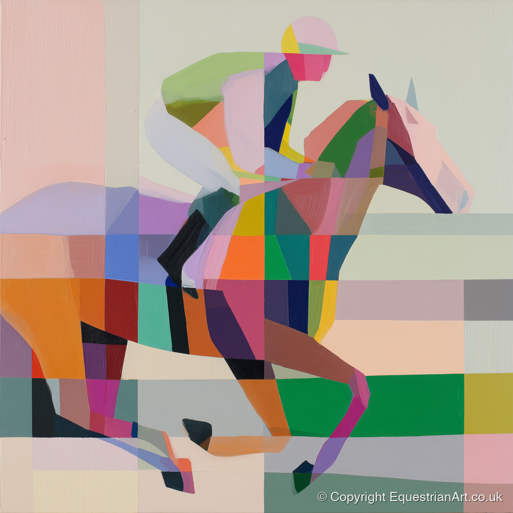 Prismatic Stride - racing horse art print and canvas by Linus Cartwright A.I