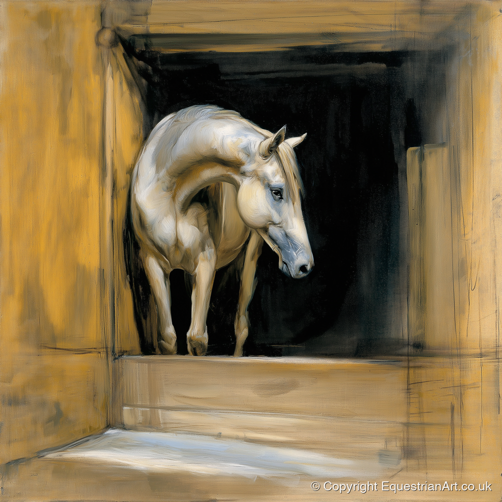 Quiet Anticipation - horse stable art print and canvas by Samuel Pembroke A.I