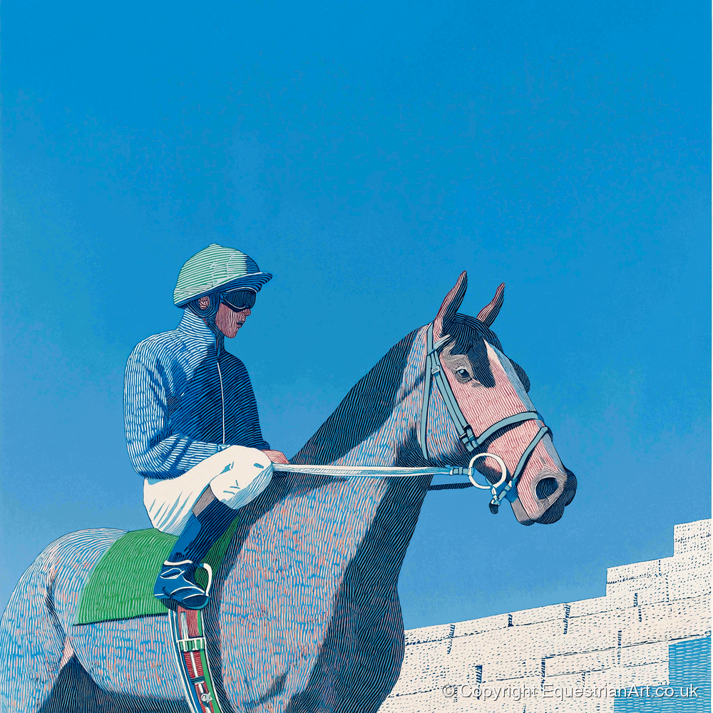 Quiet Anticipation - racing horse art print and canvas by Simon Whitlock A.I