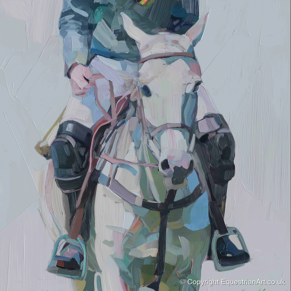 Quiet Before the Chukka - polo horse art print and canvas by Stella Waverly A.I