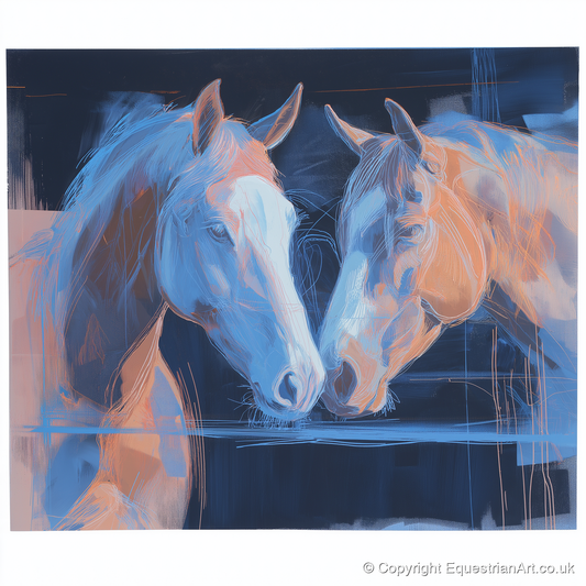 Quiet Communion - horse portrait art print and canvas by Charles Ashford A.I