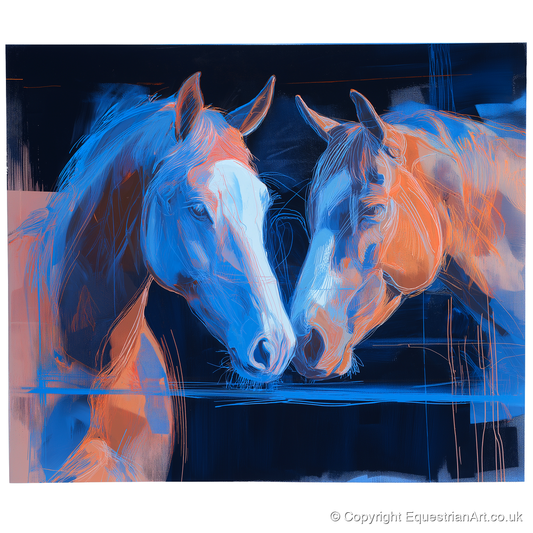 Quiet Communion - horse portrait art print and canvas by Charles Ashford A.I