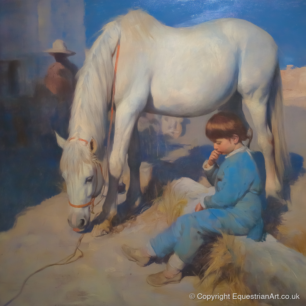 Quiet Companions - horse & rider art print and canvas by Alistair Rhodes A.I
