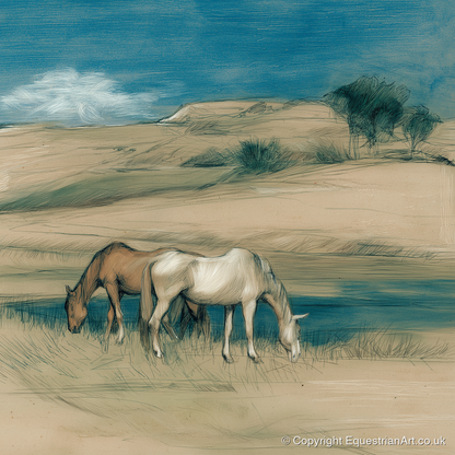 Quiet Companions - horse landscape art print and canvas by Clara Pemberton A.I