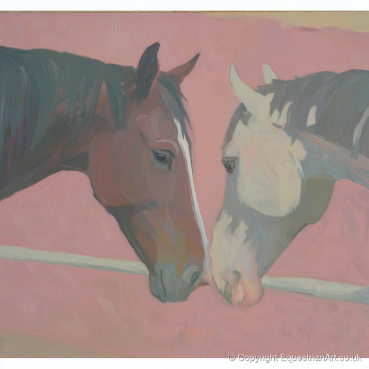 Quiet Companions - horse portrait art print and canvas by Florence Hadley A.I