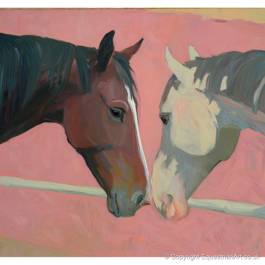 Quiet Companions - horse portrait art print and canvas by Florence Hadley A.I