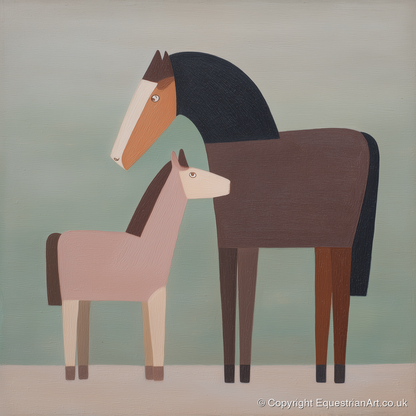 Quiet Companions - mare & foal art print and canvas by Wallace Bingham A.I