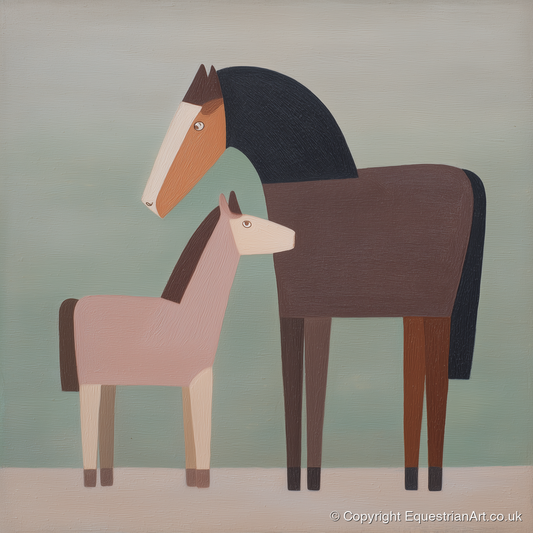Quiet Companions - mare & foal art print and canvas by Wallace Bingham A.I