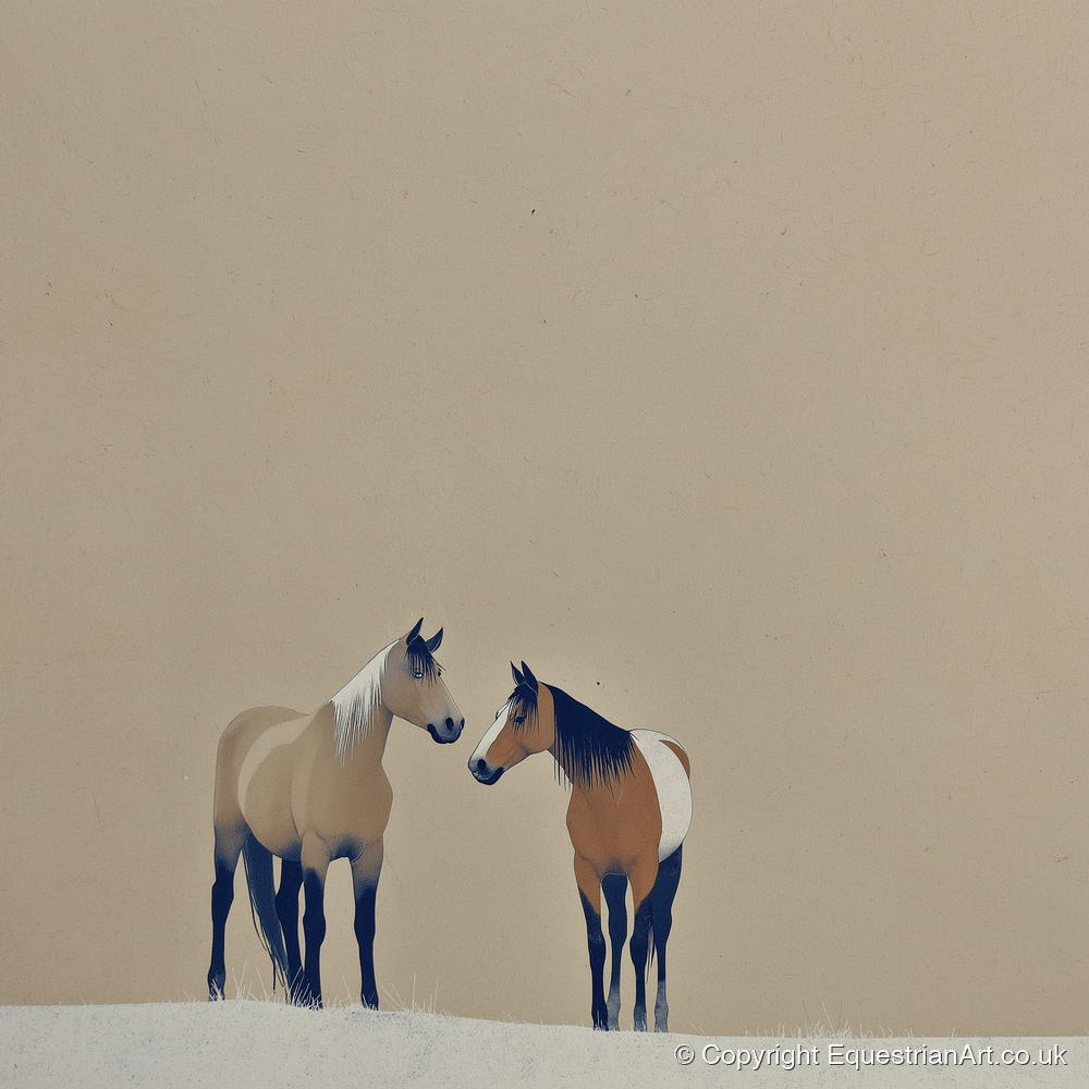 Quiet Companions - wild horses art print and canvas by Phillip Marbury A.I