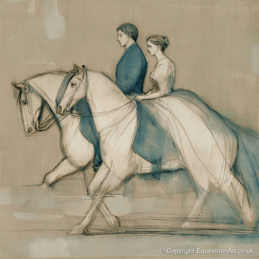Quiet Companionship - horse & rider art print and canvas by Clara Pemberton A.I