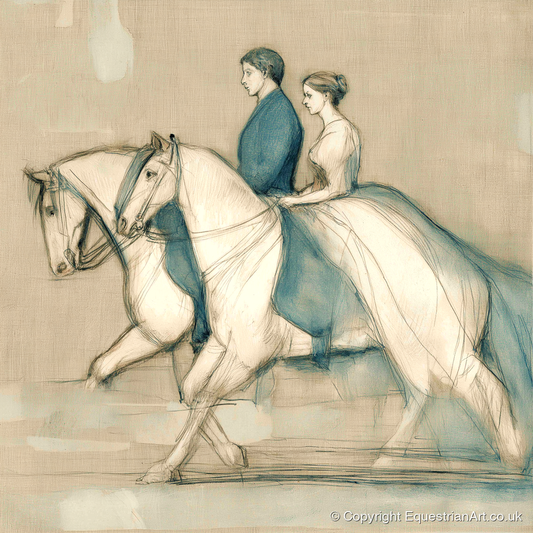 Quiet Companionship - horse & rider art print and canvas by Clara Pemberton A.I
