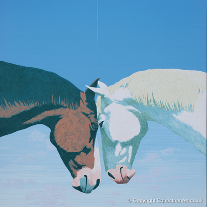 Quiet Companionship - horse portrait art print and canvas by Simon Whitlock A.I